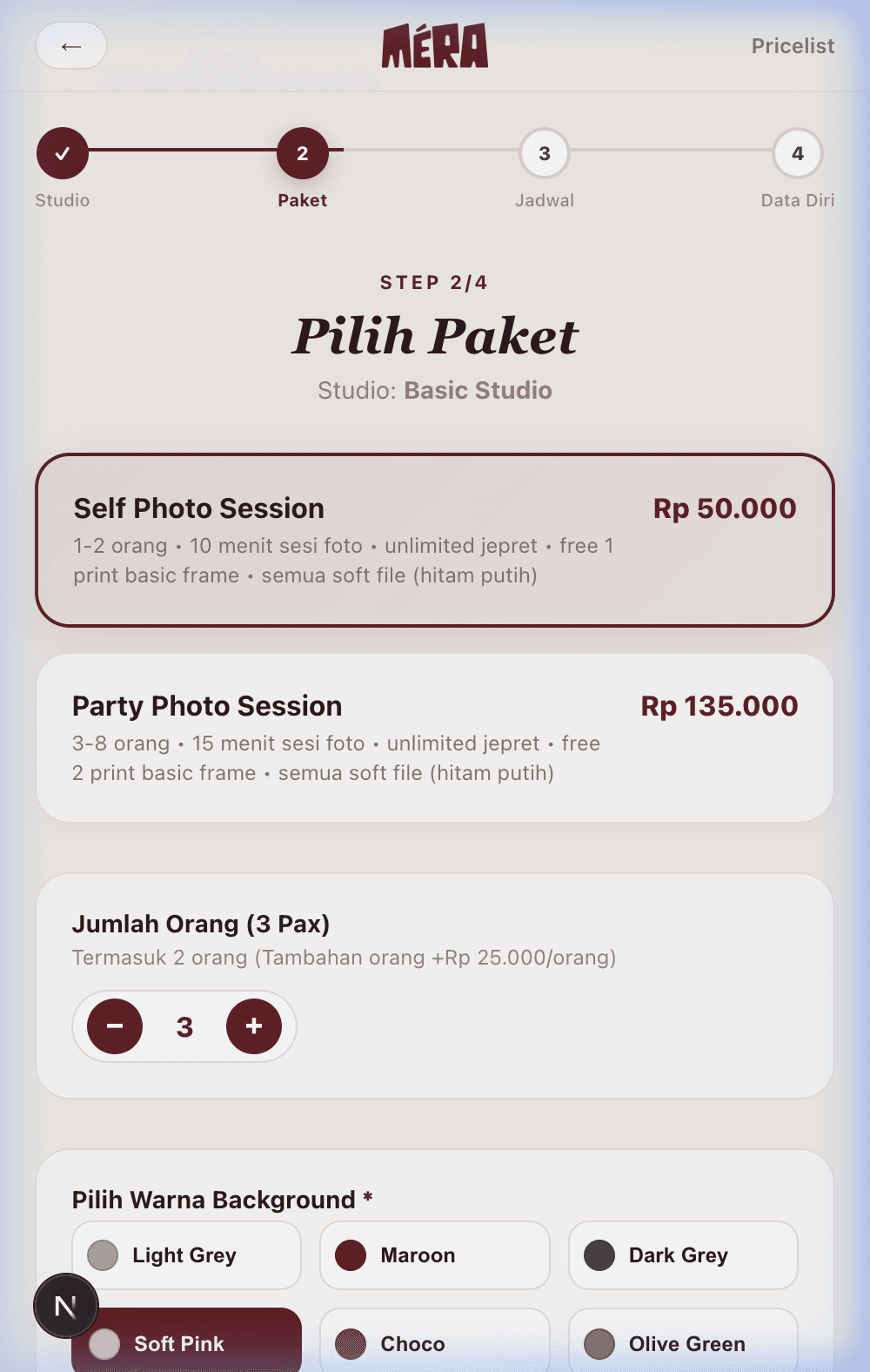 Pilih Paket & Jumlah Orang