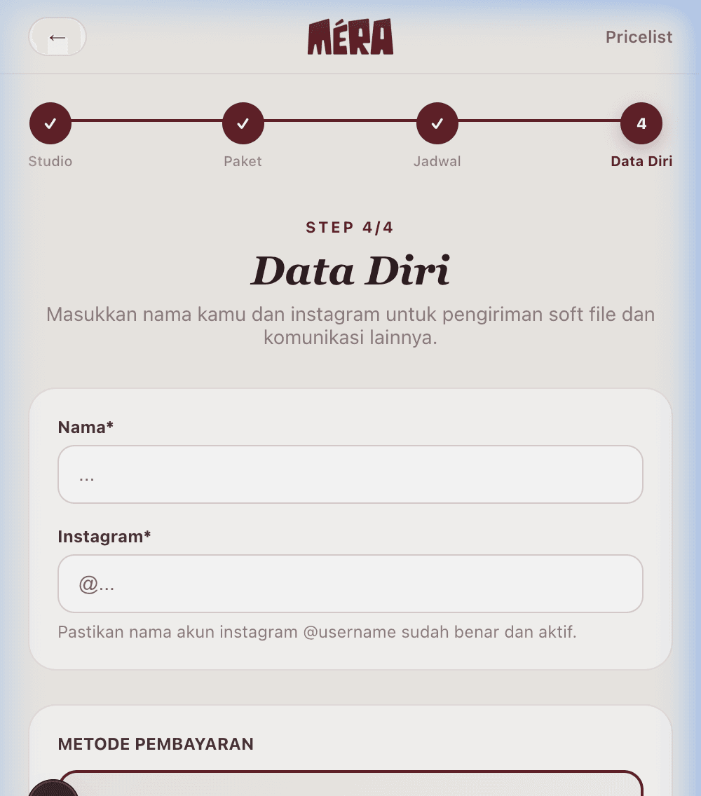 Data Diri & Pembayaran